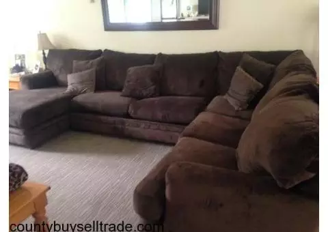 3 Piece Brown Fabric Sectional